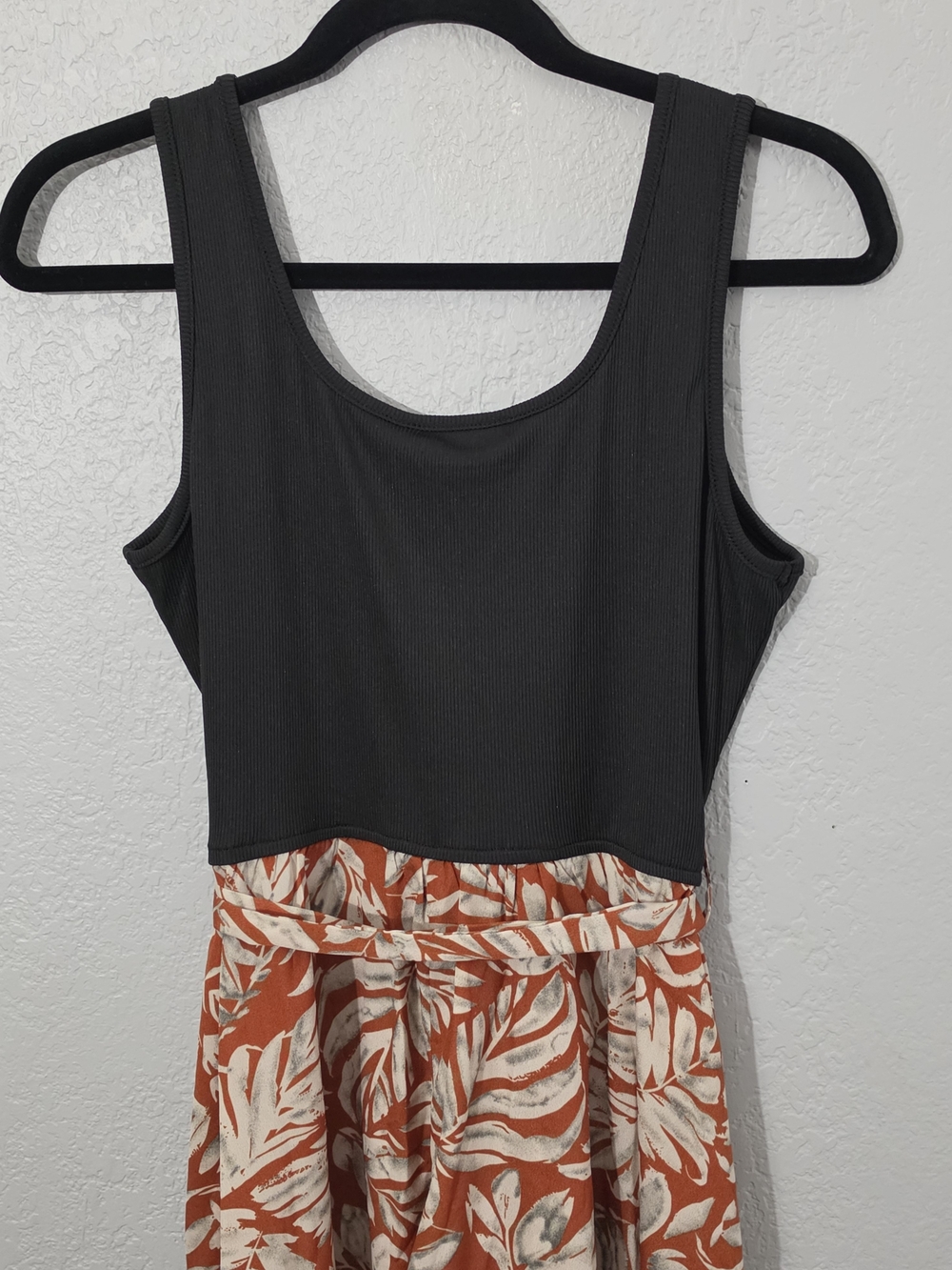 Cupshe Tropical Palms Square Neck Midi Dress Black/Rust Tie-Waist Womens Medium - Picture 8 of 11